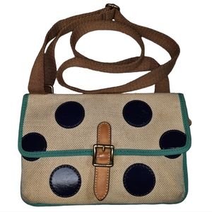 Fossil Canvas Polka Dot Tan Turquoise Crossbody Bag